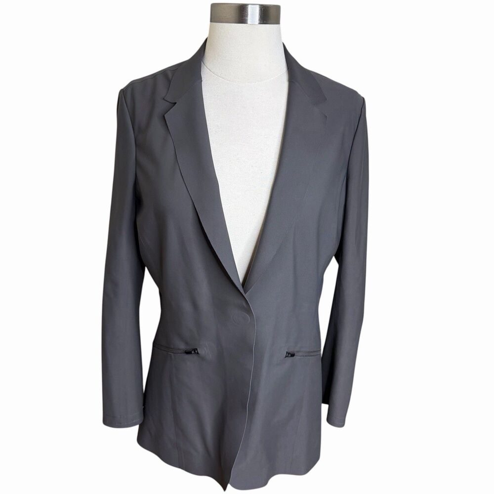 Athleta Interstellar Blazer Jacket Gray EuroLuxe Stretch Travel Career Womens 8